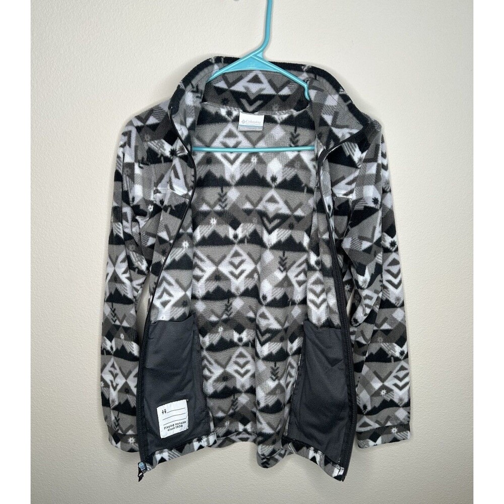 Columbia Boys Size Large 14-16 Full Zip Fleece Gray Pattern Jacket - Picture 4 of 6